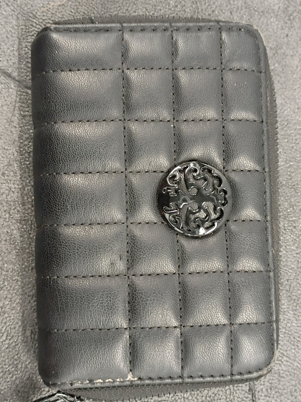 Rebecca & Rifka black quilted faux leather zip-around wristlet wallet